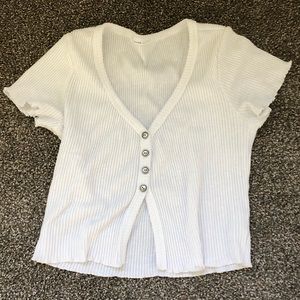 White Ribbed Crop Top